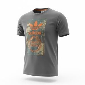 Adidas Men's Black and Orange Graphic Tee